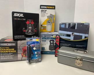 Various InBox Power Tools, Tool Parts, Tool Box,  NewInBox Outdoor Light
