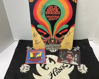 Signed Jackson Stokes Poster  CDs, Hank Williams Jr Bandana
