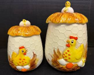 Sears, Roebuck  Co. Chicken Little Ceramic Canisters