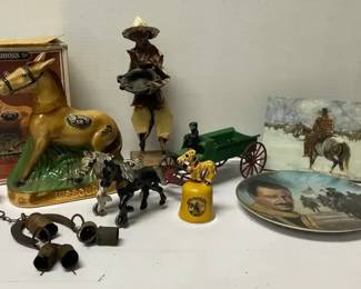 Vintage Cowboys  Horses Decor  Includes Cast Iron HorseDrawn Wagon