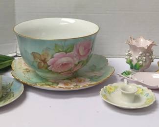 Porcelain Floral Dishes and Flowers