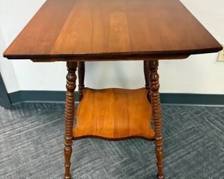 Two Tier Square Table with Turned Legs