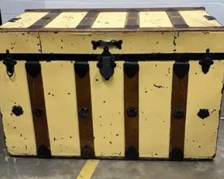 Vintage Metal with Wood Steamer Trunk