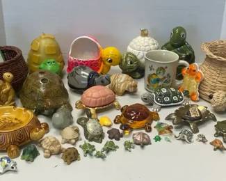 Collection of Turtles  Ceramic Figures, Planters, Ashtrays,  More