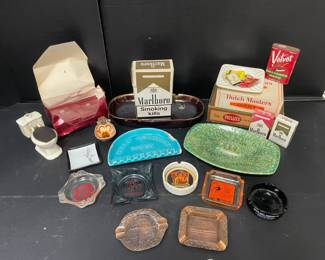 MCM Ashtrays, Advertisement Ashtrays, Empty TobaccoCigarette Boxes