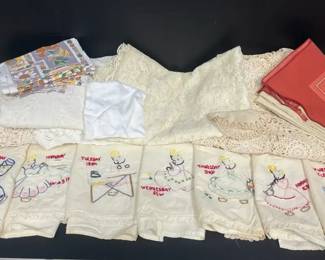 Vintage Linens  Embroidered Hand Towels, Crocheted Tablecloths,  More