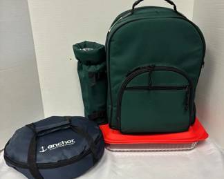 Picnic at Ascot Picnic Backpack with Contents, Pyrex Casserole Dish with Lid, Anchor Casserole Dish