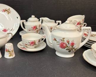Vintage Porcelain Moss Rose Childrens Tea Set
