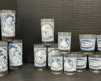 Currier  Ives CobaltWhite Drinkware