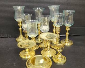 Brass and Glass Candle Holders
