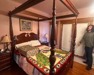 Four poster queen-size bed