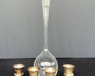 Vintage Gorham Sterling Silver Crystal Cordial Set, 5Piece Barware
