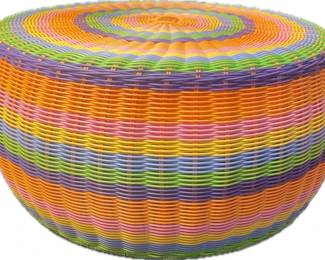 IndoorOutdoor Woven Resin Storage Stool Ottoman, Colorful