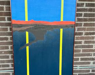 Signed Sheila Hack Original Oil Painting 1969 Sky Earth Sea 33 x 57 Baltimore Artist