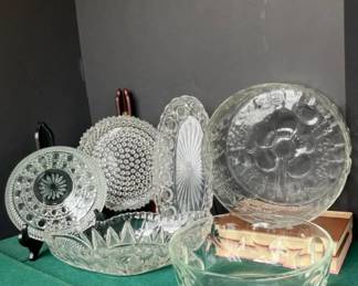 Vintage Clear Pressed Cut Glassware 6 Pcs Federal Glass, Hobnail, Iittala Flora More