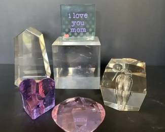 Glass Paperweight Lot 6 Pcs