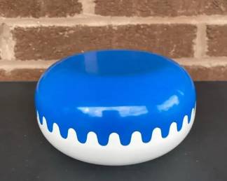 Vintage 1970s Alan Fletcher Clam 2PC AshtrayStorage Box by Pentagram, Blue White