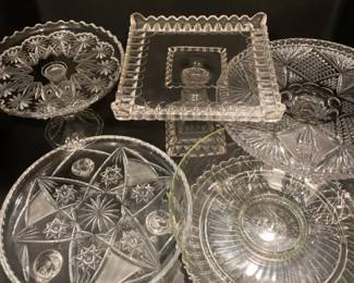 Antique Eapg Adams Co Crystal Cake Stand More 6 PC Lot