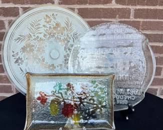 Vintage Glass Platters Fused Art Glass, Royal Krona Sweden More