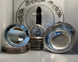 Silver Etched Silver Plated Serving Set