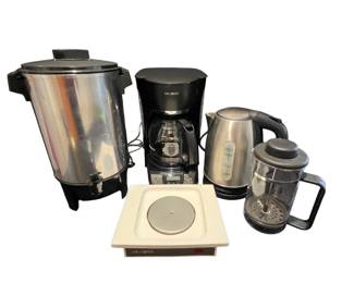 Coffee Maker Lot Bodum French Press, Vintage Urn, Mr. Coffee Drip Warmer, Kettle