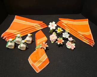 Vintage Bone China Napkin Rings Pia Floral and Ron Gordon Ducks