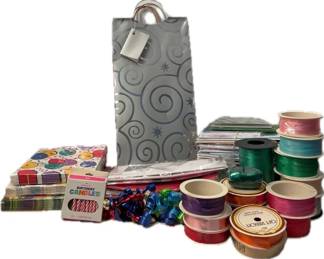 Gift Wrapping Supplies Lot Ribbon, Tissue Paper, Gift Bags More