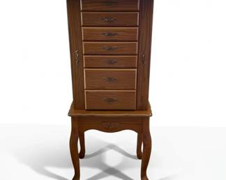 Free Standing Oak Jewelry Armoire