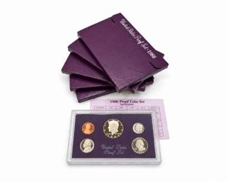 64 1986USMintProofCoinSets5IdenticalSets25Coins