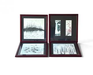 53 ZhangShiPeiSignedChineseInkLandscapePaintingsFramed4Pcs