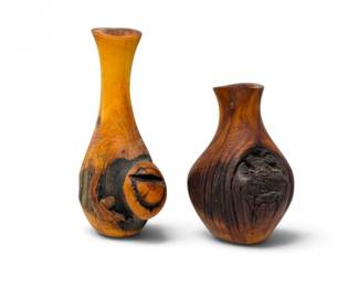 11 HandcraftedNaturalWoodBudVaseswKnotsBurlDetailsPair