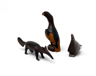 30 HandCarvedSolidWoodToucanAnteaterSealSculptures3Pcs