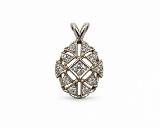 5 ArtDeco10KWhiteGoldOpenworkDiamondPendant21g
