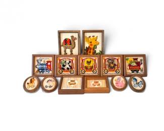 50 13HandmadeNeedlepointAnimalNurseryArtPicturesinWoodFrames