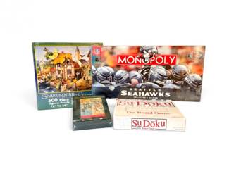 148 SeattleSeahawksMonopolySudokuJigsawPuzzles4PcsAllNew