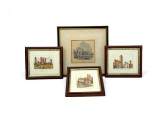 136 4FramedEuropeanPrintsIncluding100YearOldAntiquarianPrint