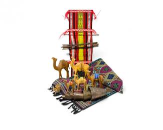 61 SaudiArabianInspiredCamelTrainBrassBellsWovenWallHangings