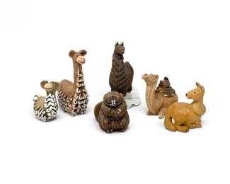 89 HandcraftedLlamaAlpacaCamelAnimalFigurineCollection6Pcs