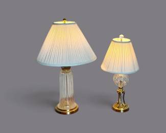 120 CrystalBrassTableLampswRibbedColumnCutGlassGlobeBases