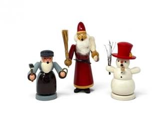 34 GermanWoodenChristmasIncenseSmokersSantaSnowmanCraftsman