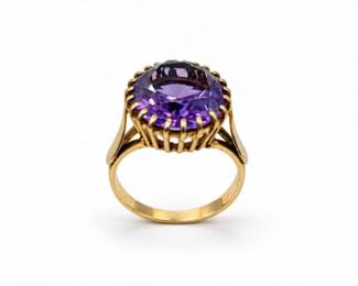 16 14KGoldSyntheticAlexandriteOvalSolitaireRingSize752g