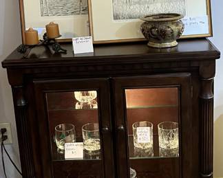 Small, Light-Up Cabinet w/Glass Shelves