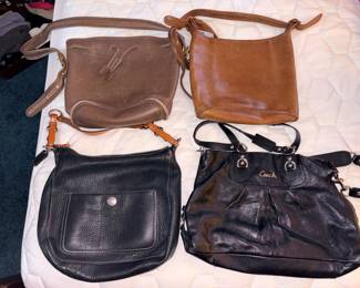 Vtg Coach Drawstring Brown Bucket Bag No. H5D 9952, Vtg Coach Brown Ergo Hobo Bag No 395 1626, Vtg Coach Blk Pebble Leather Hobo Bag W/Front Pocket N0.C05S-8E98, Vtg Blk Leather Coach Bag No.F15513!