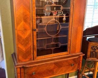 Art Deco Tiger Walnut China Cabinet!