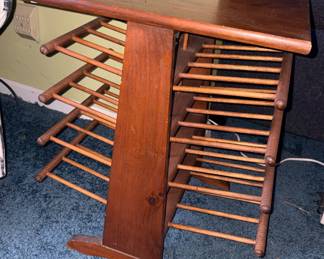 Vintage Farmhouse Pine Tabled Turned Spindle Magazine Holder!
