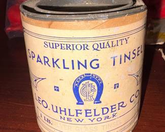 Vtg Leo Uhlfelder Silver Sparkling Tinsel Can!