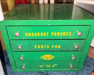 Vtg Greenlee Parts Cabinet Filled w/Tools!