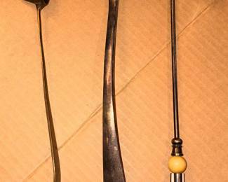 Silverplate Ladle, Vtg Antique Blk/White Metal Candle Snuffer, Vtg Brass Candle Snuffer!