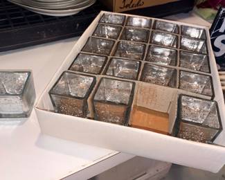Antique Silver Cube Votive Holders!