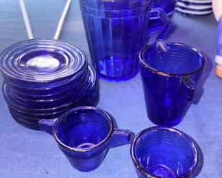 Vtg Akro Agate Cobalt Blue Child’s Tea Set!